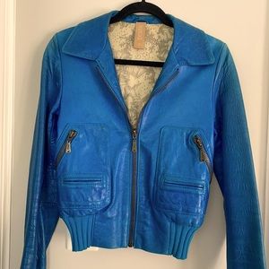 DOMA Lambskin blue bomber jacket S